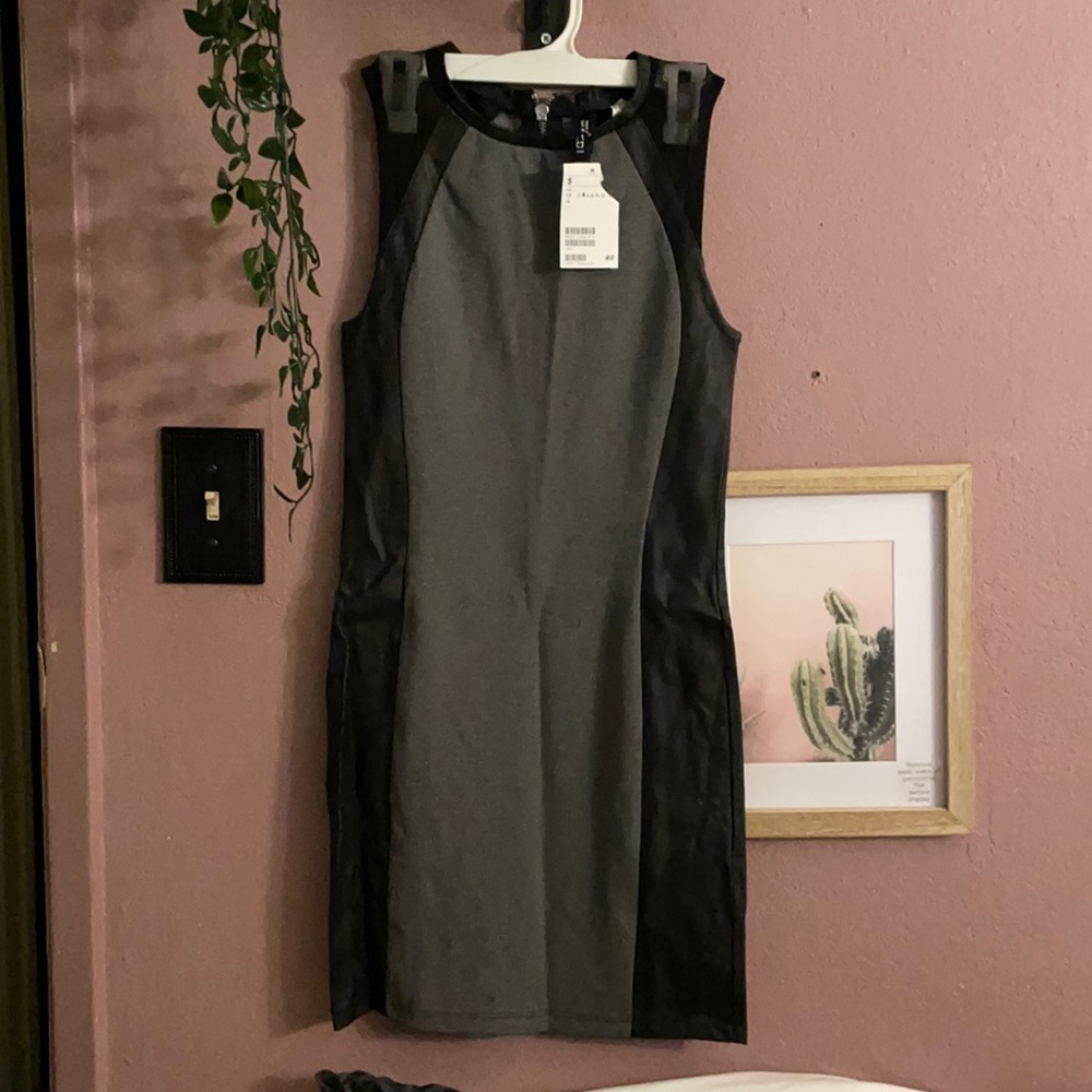 Gray and leather dress